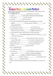 English Worksheet: Simple Past x Present Perfect