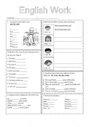 English Worksheet: Verb to be,Personal and Possessive Adjectives Pronouns