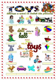 English Worksheet: Toys vocabulary  1(word mosaic included)
