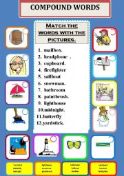 English Worksheet: compound words.