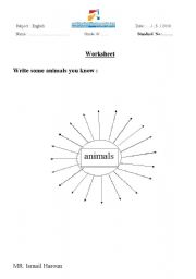 English Worksheet: animals