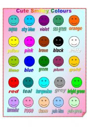 English Worksheet: Cute Smiley Colours ** fully editable