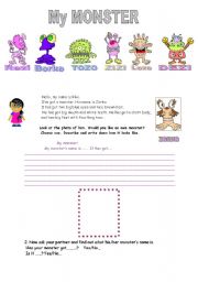 English Worksheet: My monster