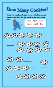 English Worksheet: Count the Number of Cookies