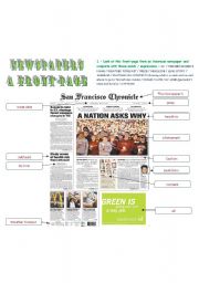 English Worksheet: The fontpage of a newspaper - correction