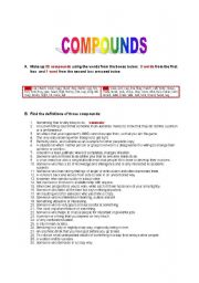 English Worksheet: Compounds/part II/
