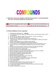 English Worksheet: Compounds/part II/