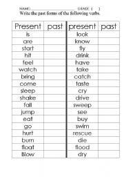 English Worksheet: past forms