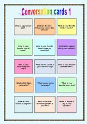 English Worksheet: Conversation cards 1 - Wh-questions + to be