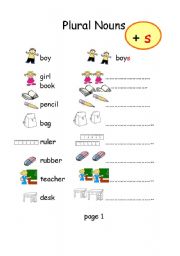 English Worksheet: plural nouns +s and +es