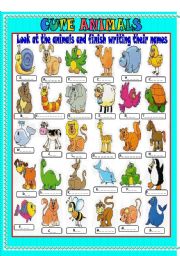 cute animals- write the names of the animals - ESL worksheet by ...