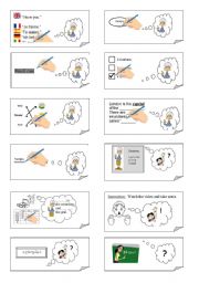 English Worksheet: CLASSROOM ENGLISH card game (24 cards on this worksheet) - part II of II