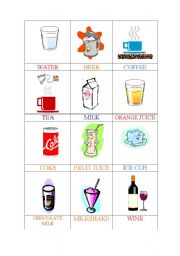 English Worksheet: DRINKS - MEMORY GAME 2/6