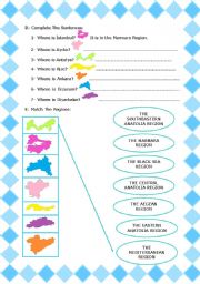 English Worksheet: REGIONS OF TURKEY (2/2)