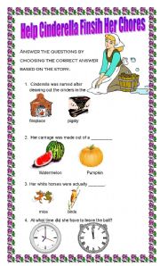 English Worksheet: Comprehension on Cinderella