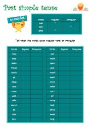 English Worksheet: Past simple tense verbs
