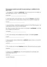 English Worksheet: vocabulary