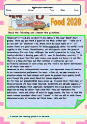 English Worksheet: food 2020