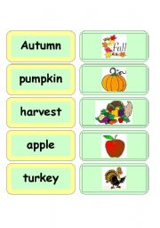 English Worksheet: Fall Autumn Playing Cards