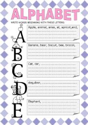 ALPHABET - WRITING ACTIVITY (5 PAGES )  (editable)