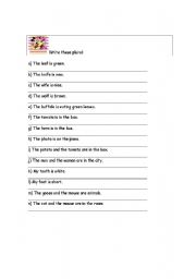 English worksheet: Plural