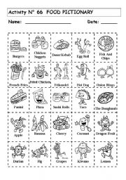 English Worksheet: FOOD PICTIONARY