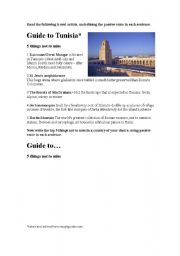 English Worksheet: Tunisia Travel Guide Passive Voice