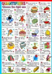 QUANTIFIERS - MULTIPLE CHOICE (B&W VERSION + KEY INCLUDED)