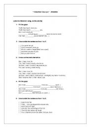 English Worksheet:  Song Activity - I hate that I love you by Rihanna
