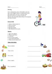 English Worksheet: reading and plurals