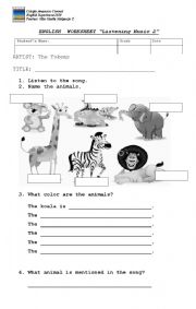 English Worksheet: Listening Songs 2