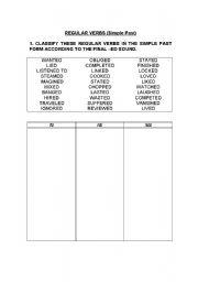 English worksheet: REGULAR VERBS - Final -Ed Sound