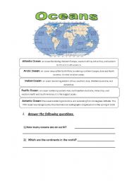 English Worksheet: Oceans