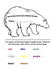 English Worksheet: Editable Brown Bear Book - Glue in the colours