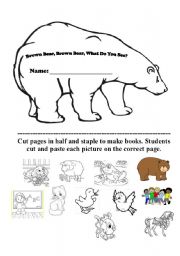 English Worksheet: Editable Brown Bear Book version two - glue animals
