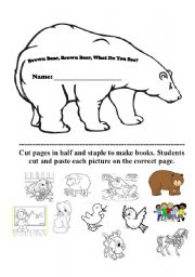 Editable Brown Bear Book version two - glue animals