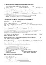 English Worksheet: Mixed tenses:  simple past, present perfect, present perfect progressive 