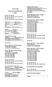 English Worksheet: SONG WAVING FLAG