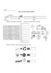 English worksheet: TEST OF SPORTS