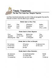 English Worksheet: Transition Words