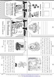 English Worksheet: Aesops Fables: The Hunter and the Woodman [ Mini-book ]