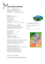 English Worksheet: Three Little Birds / Bob Marley