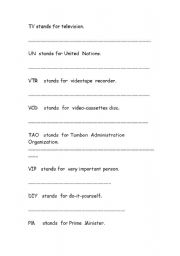 English Worksheet:  Abbreviation 