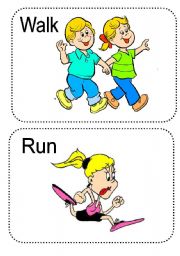 English Worksheet: action verb flash cards