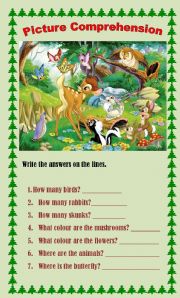 English Worksheet: Picture Comprehension