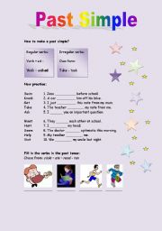 English Worksheet: Past simple practice + wordsearch