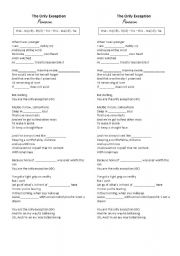 English Worksheet: Song The Only Exception