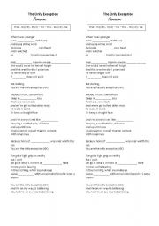 English worksheet: Song The Only Exception