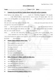 English Worksheet: exam on present simple tense