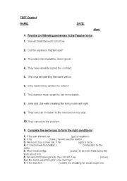 English Worksheet: Passive Voice, Conditionals, Reported Speech 